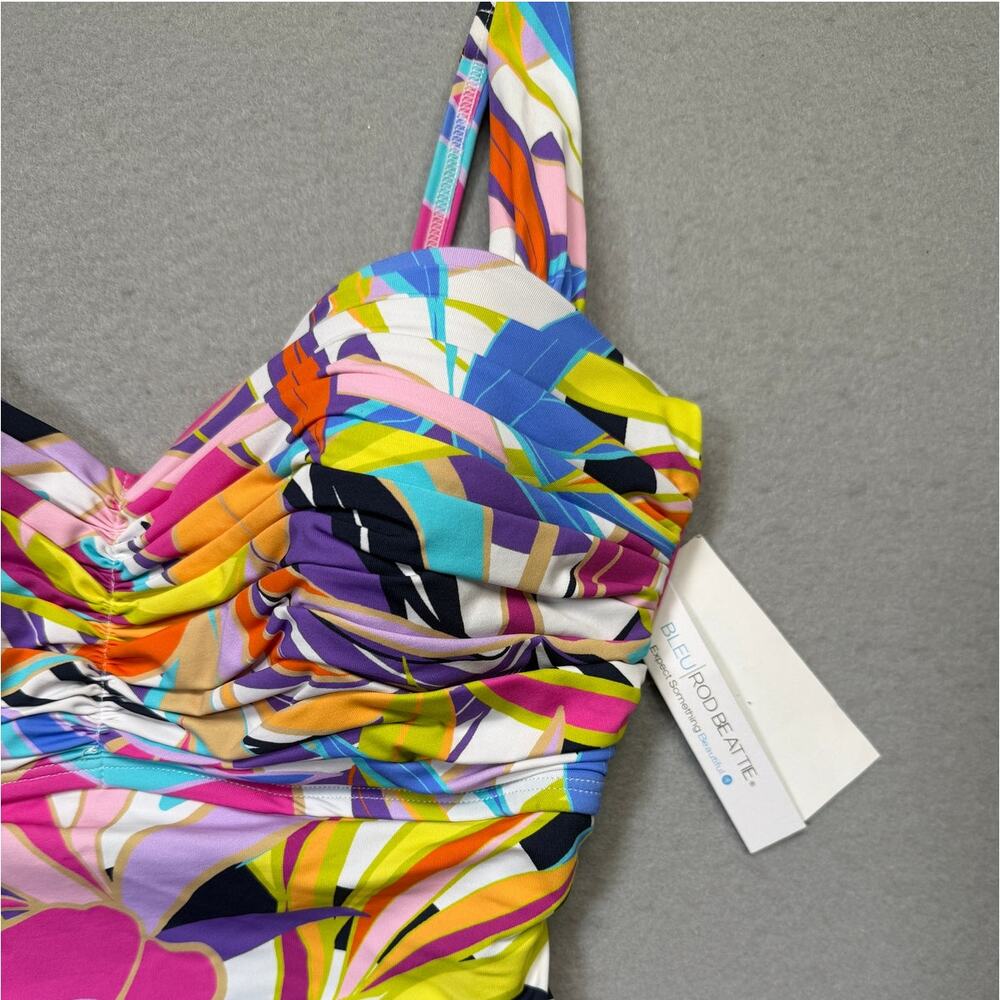 BLEU BY ROD BEATTIE Kore Shirred Bandeau One-Piece Swimsuit Multi 10 $125 - Picture 4 of 11